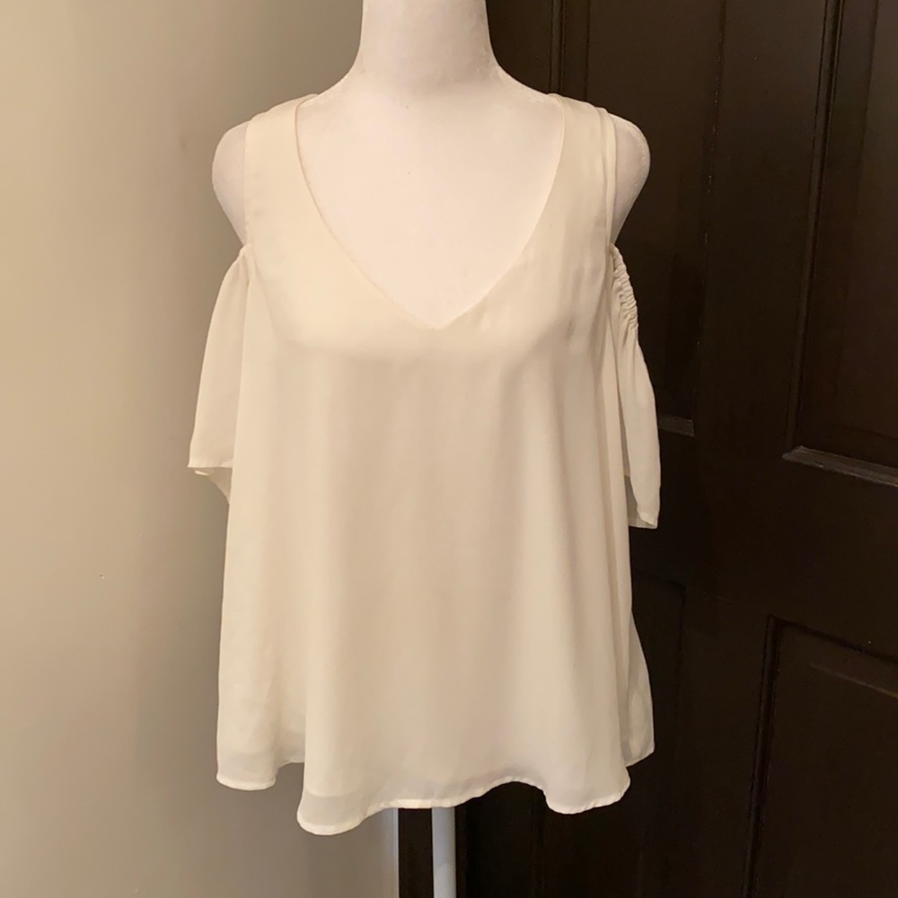 Off the shoulder cream blouse